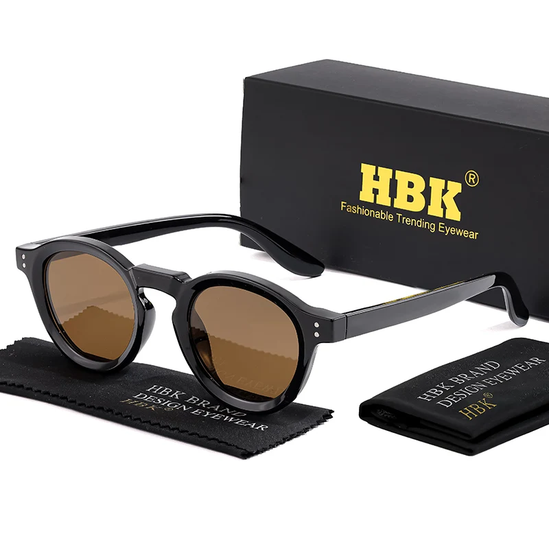 HBK Mode Polarisierte Sonnenbrille Männer Retro TR90 Hochwertige TAC Linsen Runde Sonnenbrille Frauen Fahren Angeln Brillen Reisen – Detail 9