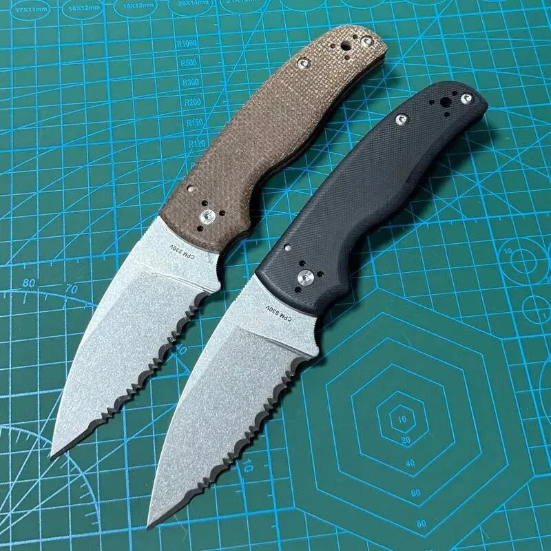 Lism Store Spy-C229GP Folding Knife 3.46" S30V Stonewashed Serrated Blade, G10 Handles - C229