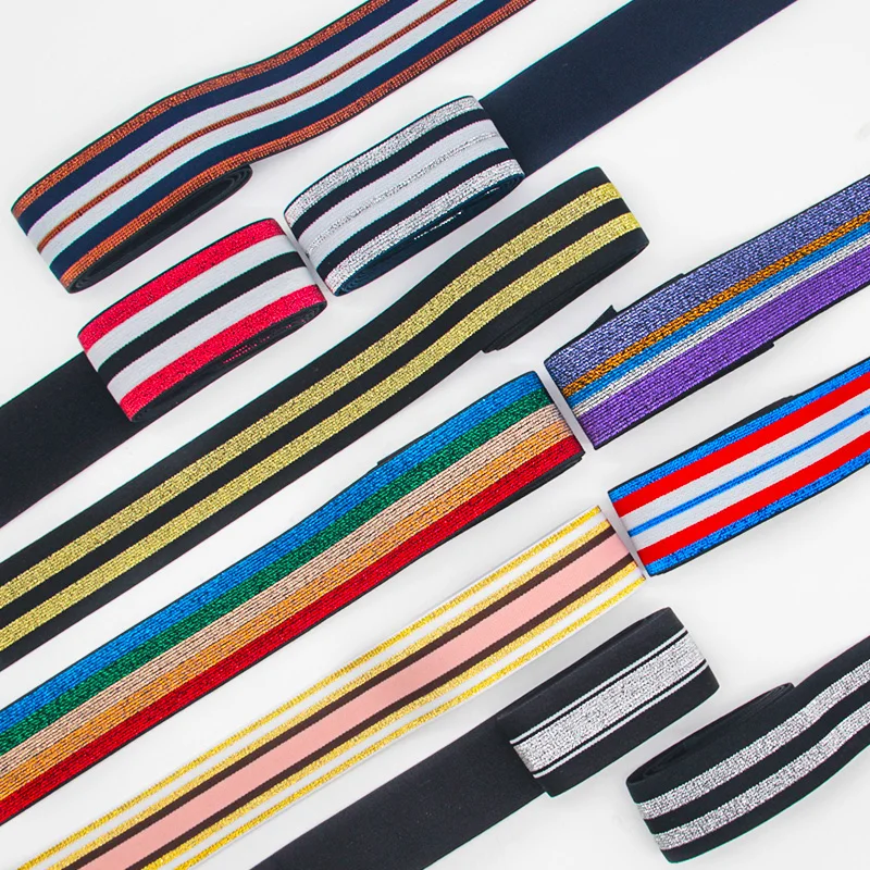 Gold Silver Rubber Elastic Bands 40MM Elastic Ribbon Clothing Bags Trousers Elastic Rubber 4CM Webbing DIY Sewing Accessories