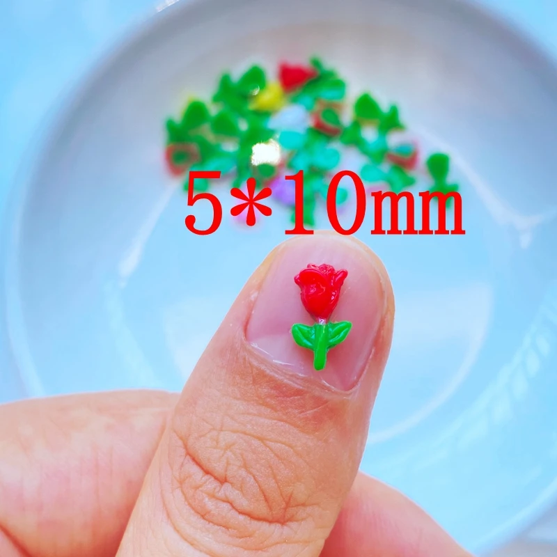 100Pcs New Cute Mini 5*10mm Small Rose Resin Flatback Ornament Jewelry Making Hairwear Accessories