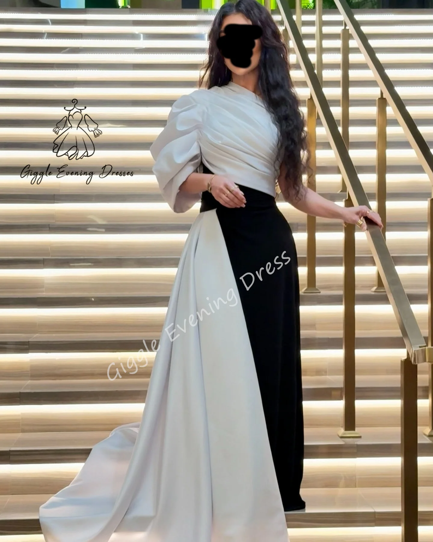 Giggle One-shoulder Pleat Satin And Crepe Prom Gown Mermaid 2025 Saudi Arab Formal Evening Dress Sweep Train Music Party Dresses