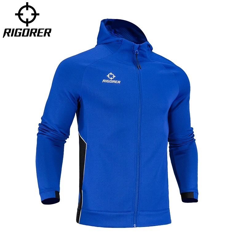 RIGORER Sport Sweater Men\'s Winter Loose Large Size Solid Color Hooded Zipper Cardigan Casual Jacket Coat Casual Sports Jackets