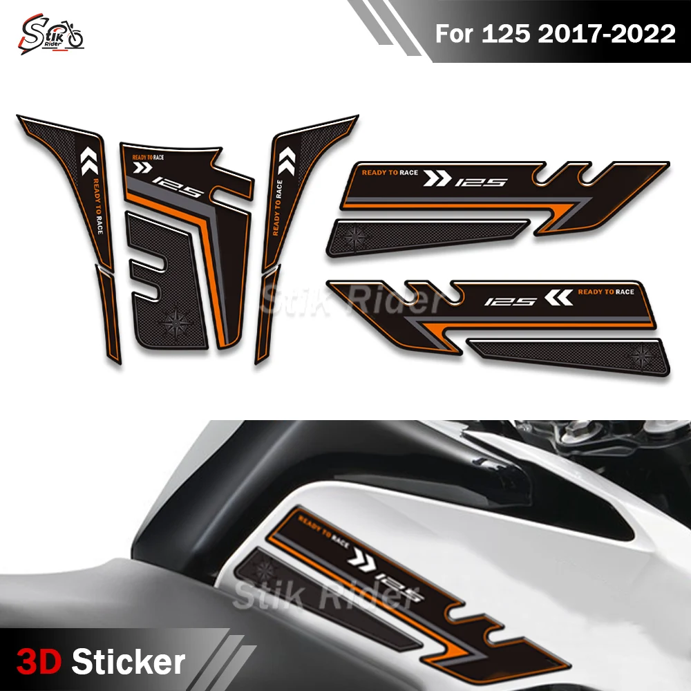 

For 125 2017-2022 Motorcycle 3D Tank Pads, Fairing Fender Protector Side Grips Gas Fuel Oil Knee Stickers Decals Kit