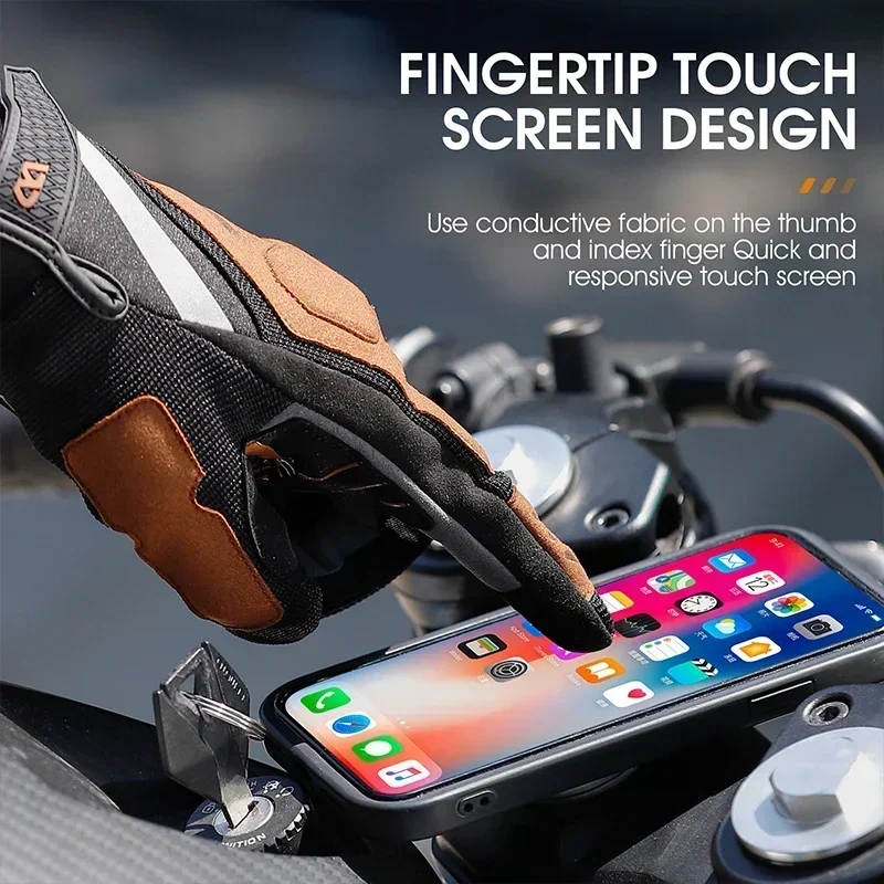 WEST BIKING Motorcycle Gloves MTB Downhill Enduro Full Finger Touch Screen Gloves With Joint Protection Anti Shock Moto Gloves