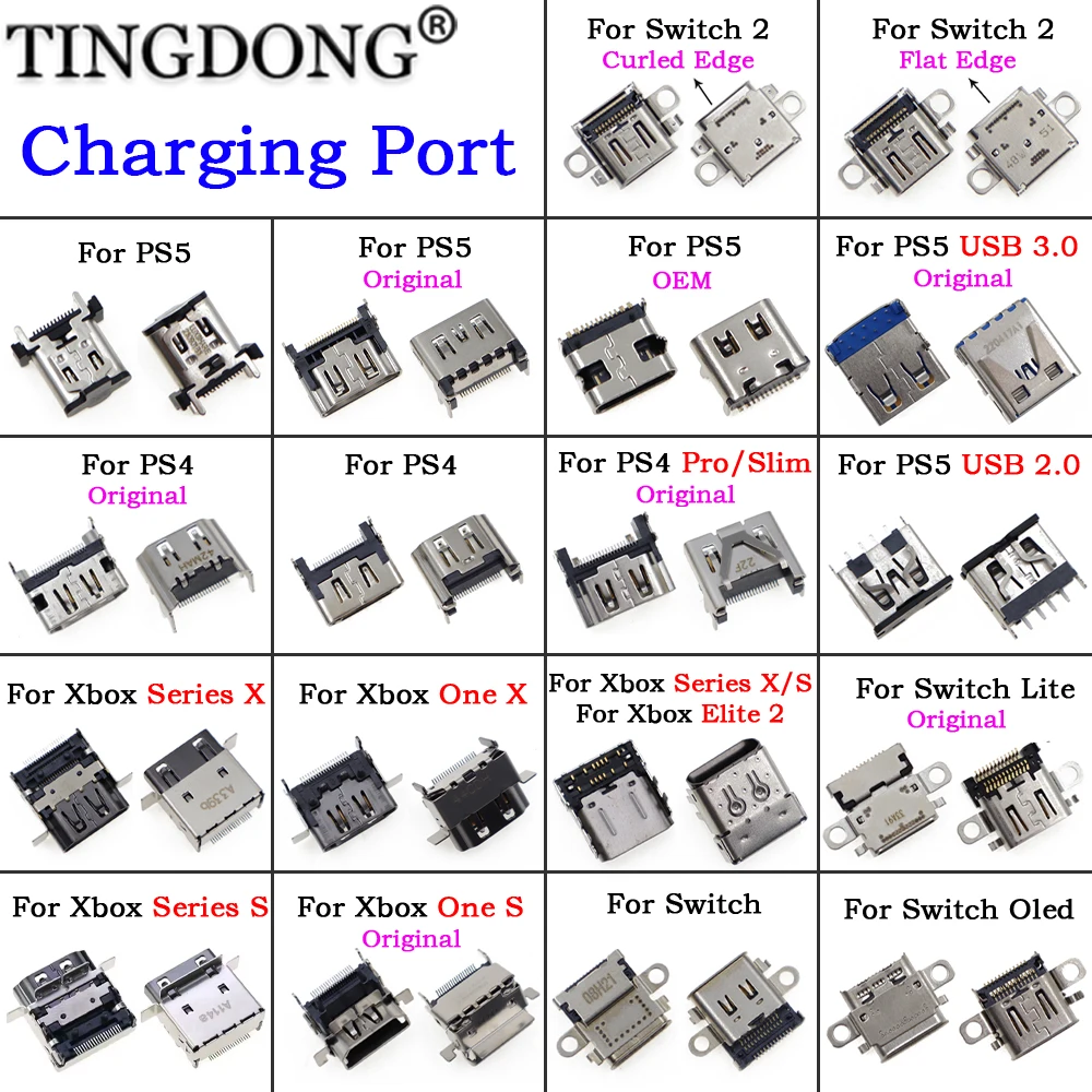 1-10pcs For PS4 PS5 XBOX ONE SERIES X/S HDMI Compatible Port Socket For Switch NS Charging Power Strip With Type-C Plug