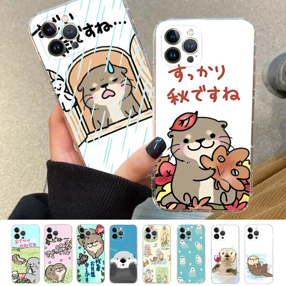 Cute Otter Lutra lutra Phone Case For iPhone 14 13 12 Mini 11 Pro XS Max X XR SE 6 7 8 Plus Soft Silicone Cover