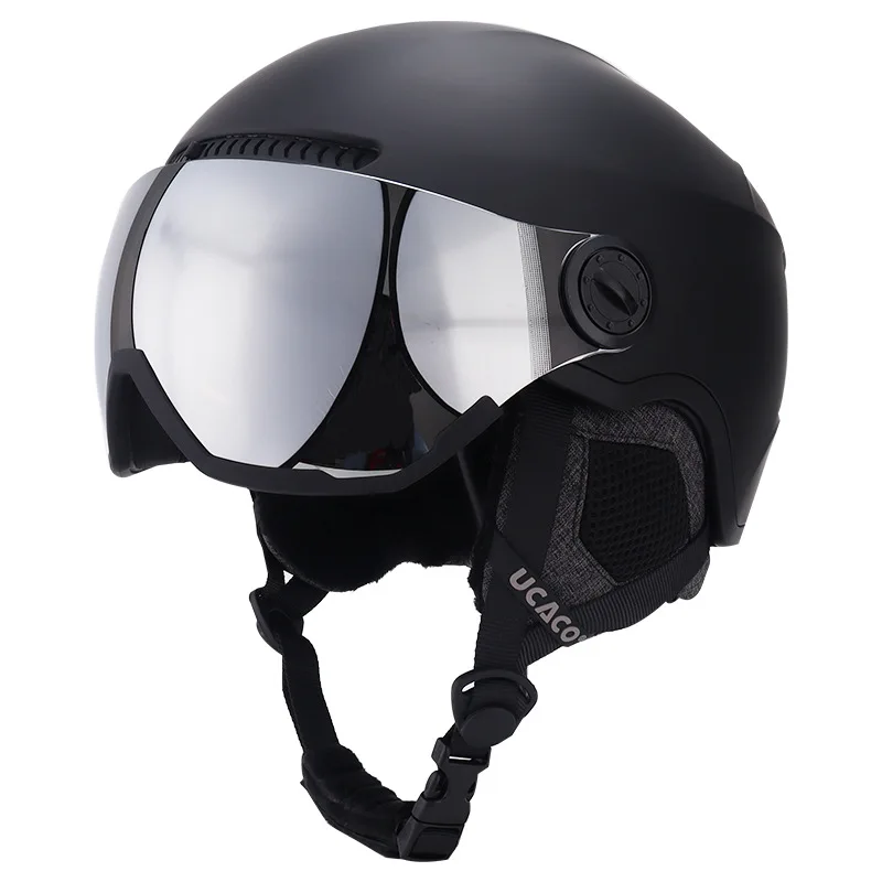 Autumn and Winter Men's and Women's Single and Double Ski Helmet Mirror Helmet Integrated Snow Mirror