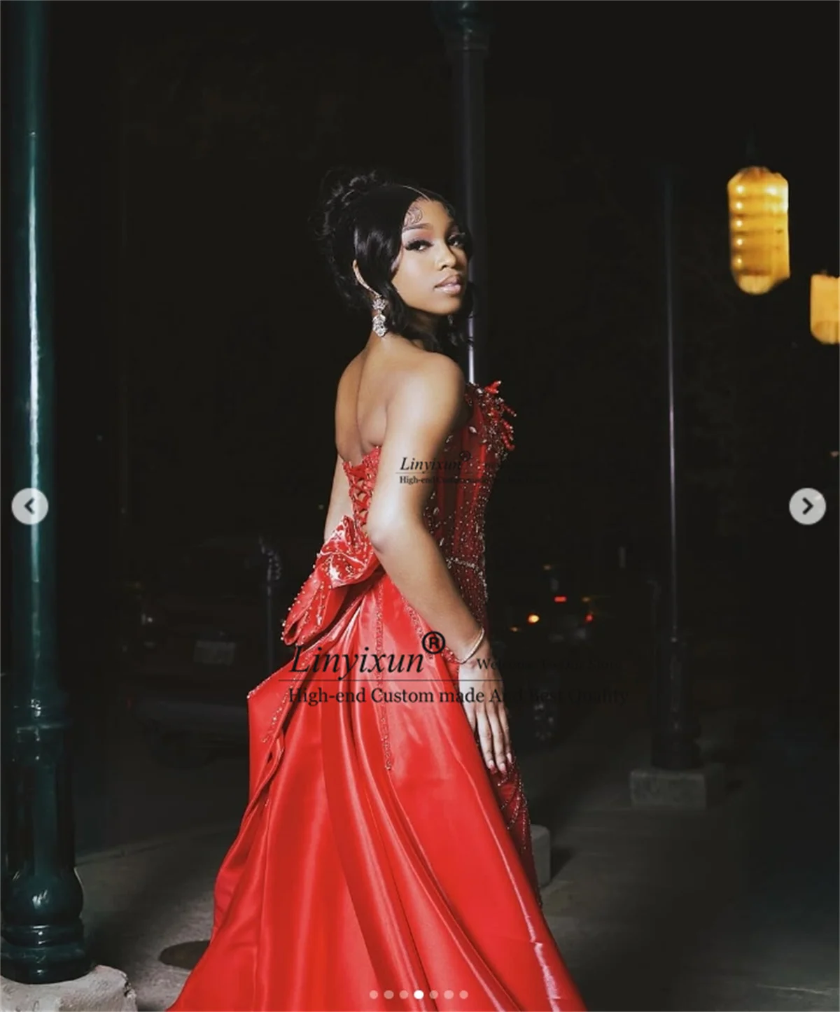 Aso Ebi Stil Strass Ballkleider Luxus Perlen Perlen Abendkleider Meerjungfrau Maßgeschneiderte Abnehmbare Schleppe Hochzeitskleid