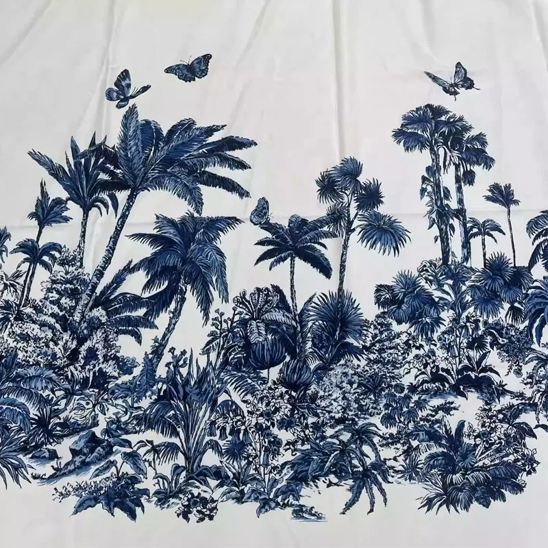 

Поплин хлопчатобумажная ткань с принтом кокосовой пальмы и бабочки для платья/блузы Telas Para Costura Tissus DIY ткань для шитья материал