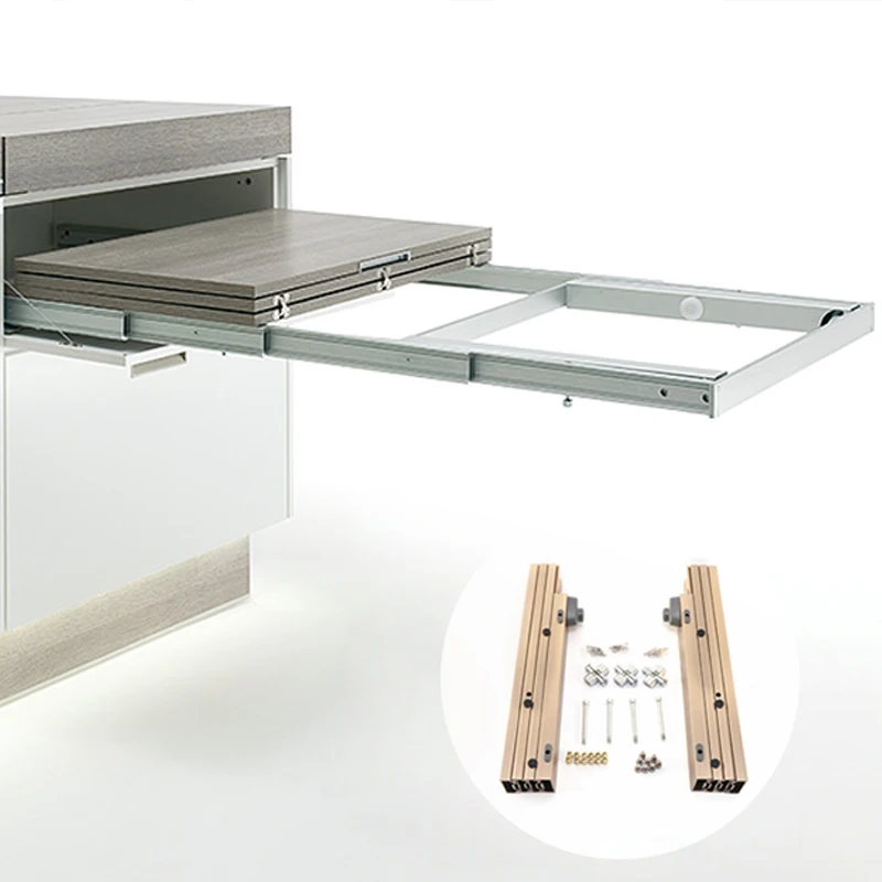 Aluminum Alloy Table Rail Folding Shelf Dining Table Support Ball Bearing Furniture Invisible Slide