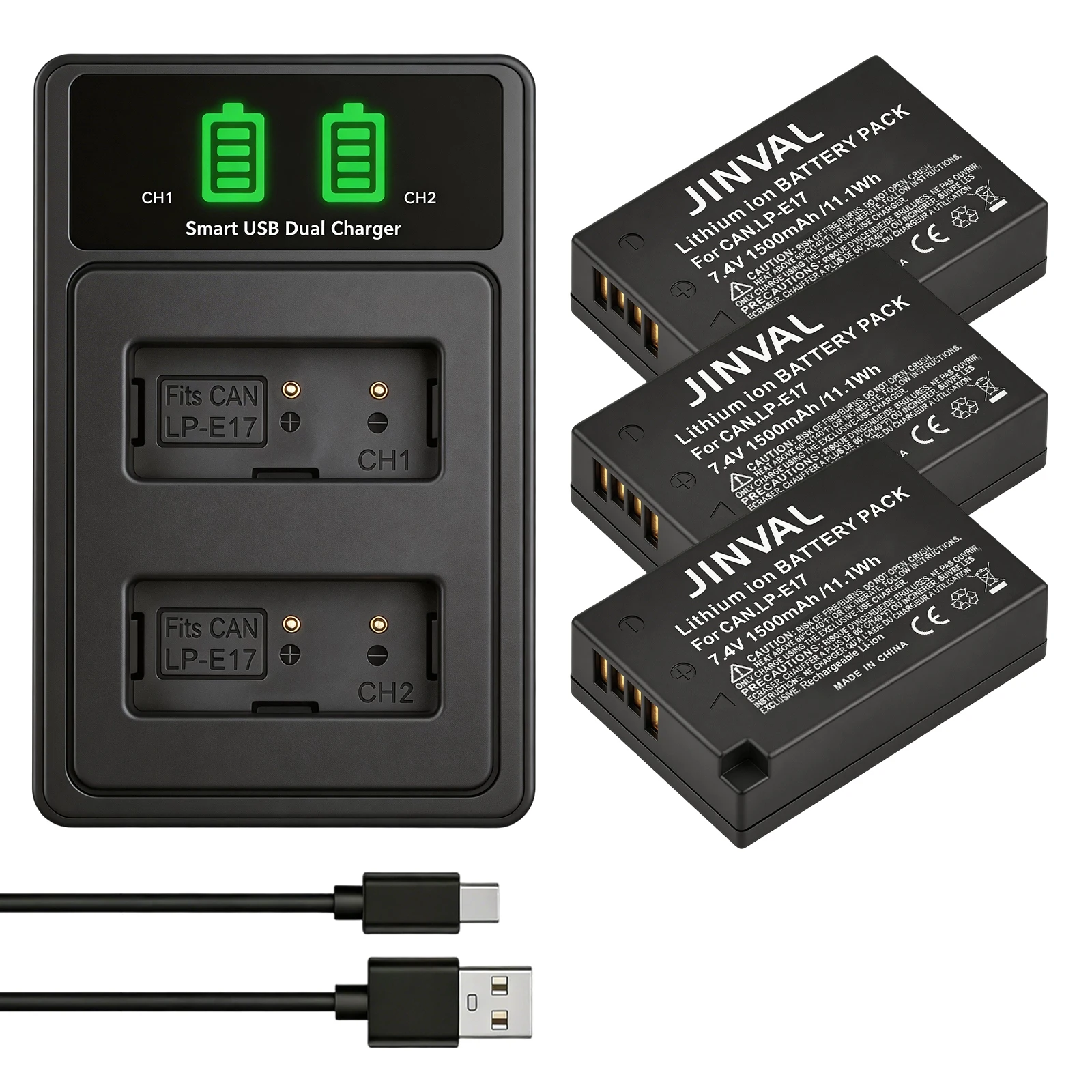 LP-E17 1500mAh Camera Li-ion Battery LPE17+PD 20W Fast Dual Charger for Canon EOS 200D 250D 750D 760D M3 M5 M6 T6i T6s Rebel T8i