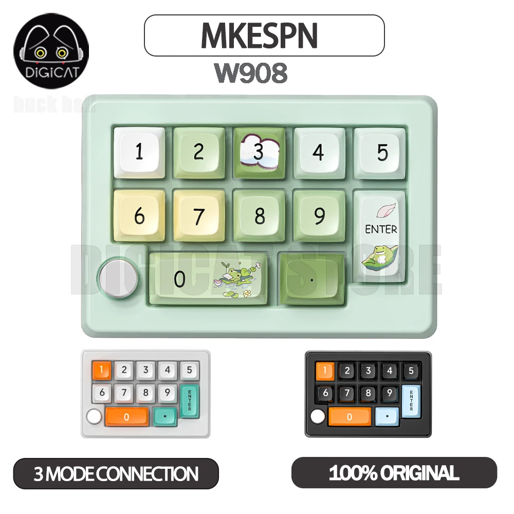 

MKESPN W908 Mini Mechanical Keyboard 3Mode USB/2.4G/Bluetooth Wireless Keypad 12keys RGB Numeric Keypad Computer Accessory Gifts