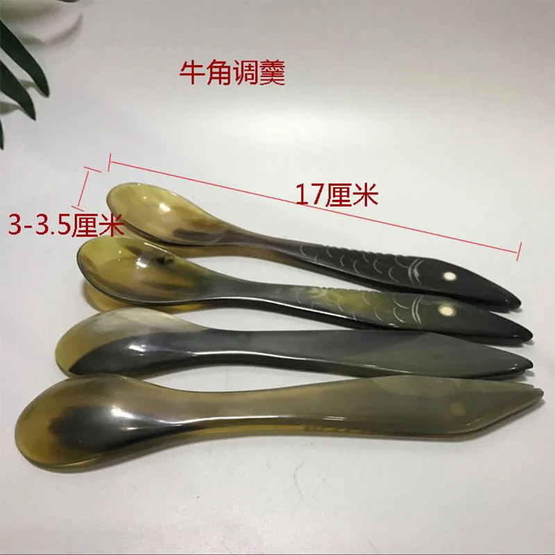 Kitchen Ladles Water Buffalo Horn Spoon Exquisite Western Cuisine Spoon Creative Dessert Spoon Long Handled Spoon Horn Products