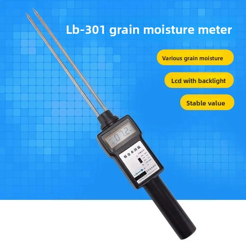 LB-301 Digital Grain Moisture Meter–Capacitive Tester for Wheat, Corn, Paddy & Soybean, Portable Grain Analyzer with LCD Display
