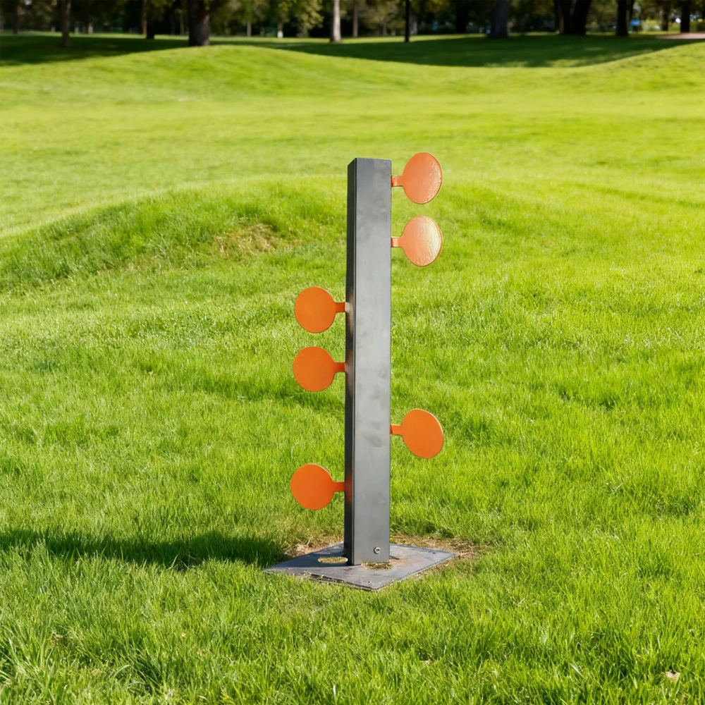 

Ярко-оранжевое дуэльное дерево с 6 стальными целевыми пластинами для практики стрельбы влево и вправо