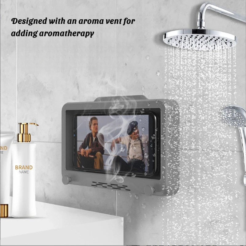 Bathroom Waterproof Mobile Phone Bracket Bath Rotatable Touch Screen Bathroom Aromatherapy Anti-Fog Waterproof Mobile Phone Box