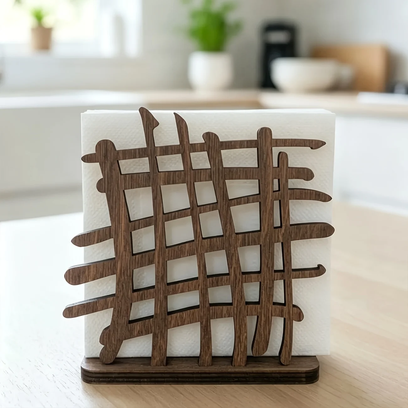 Desktop Storage Geometric Hollow Out Napkin Display Stand Minimalist Table Napkin Sorting Rack For Kitchen Desk Decor