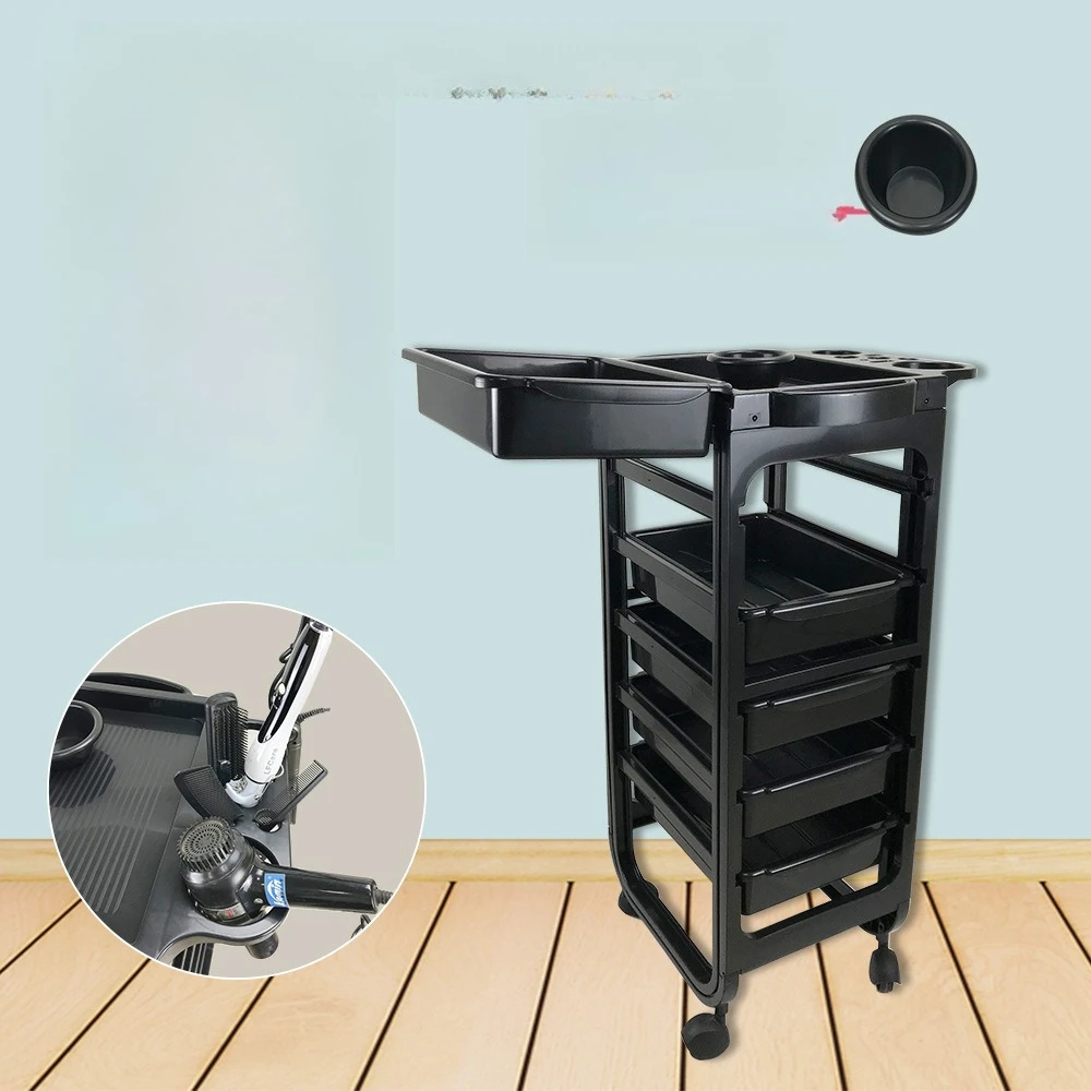 Hxl barber shop trolley hair salon tool cart perm & dye 5-tier storage rack mobile