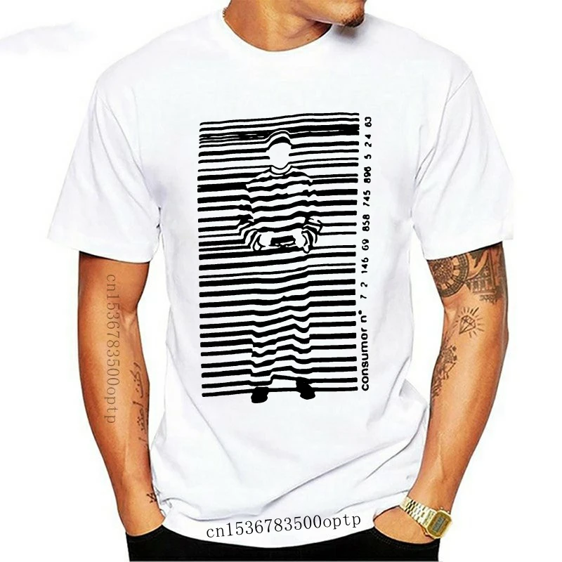 

2020 Men Tee Shirt Fashion Homme Brand Clothing For Men Banksy Prisoner Barcode Guys Stencil T-Shirt Indie Create A Shirt