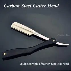 Men Shaving Straight Razor Natural Ebony Wood Handle Carbon Steel Blade Manual Barber Shaver For Feather Blade G0131