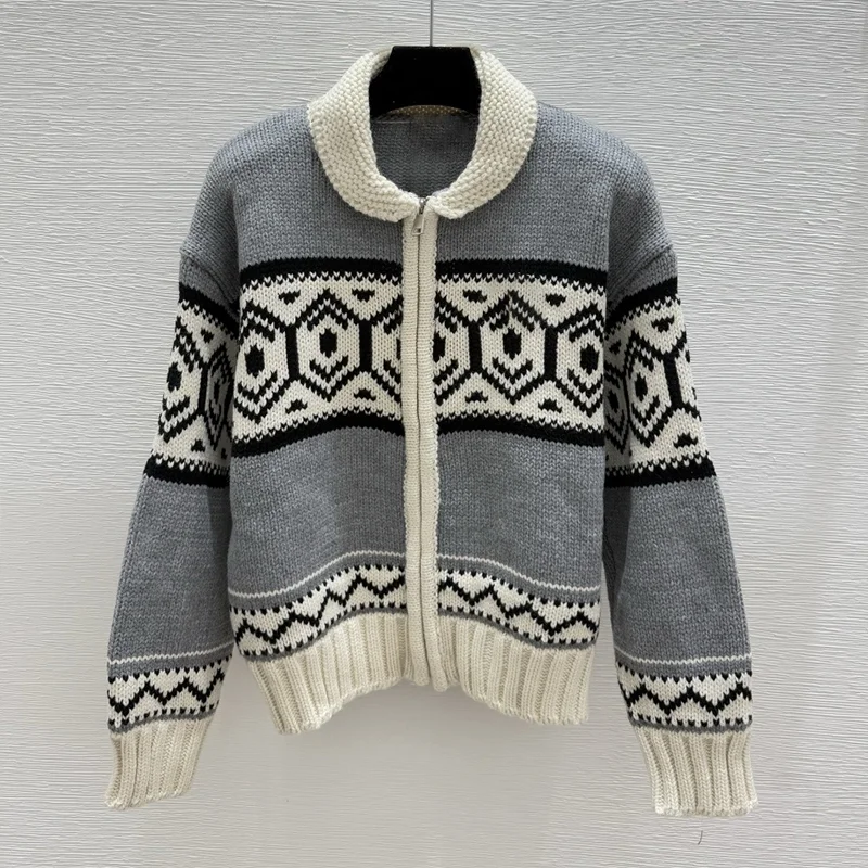 

Высококачественный женский жаккардовый кардиган Fel Island в корейском стиле с разноцветным дизайном, лоскутный свитер 251028230