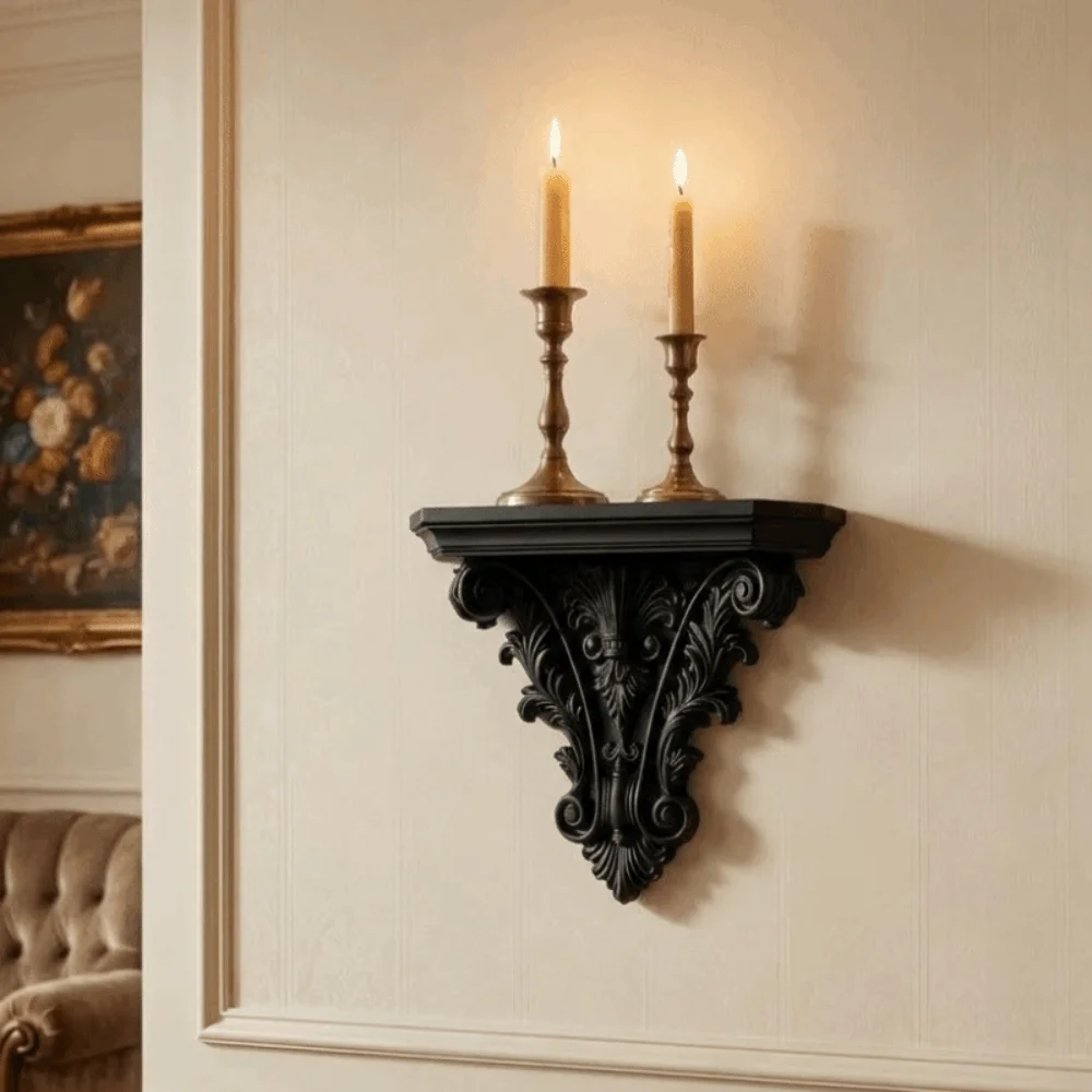 Creative 3D Printing Floating Shelf Carving Retro Wall Mounted Shelves Decorative Unique Plant Display Stand Living Room