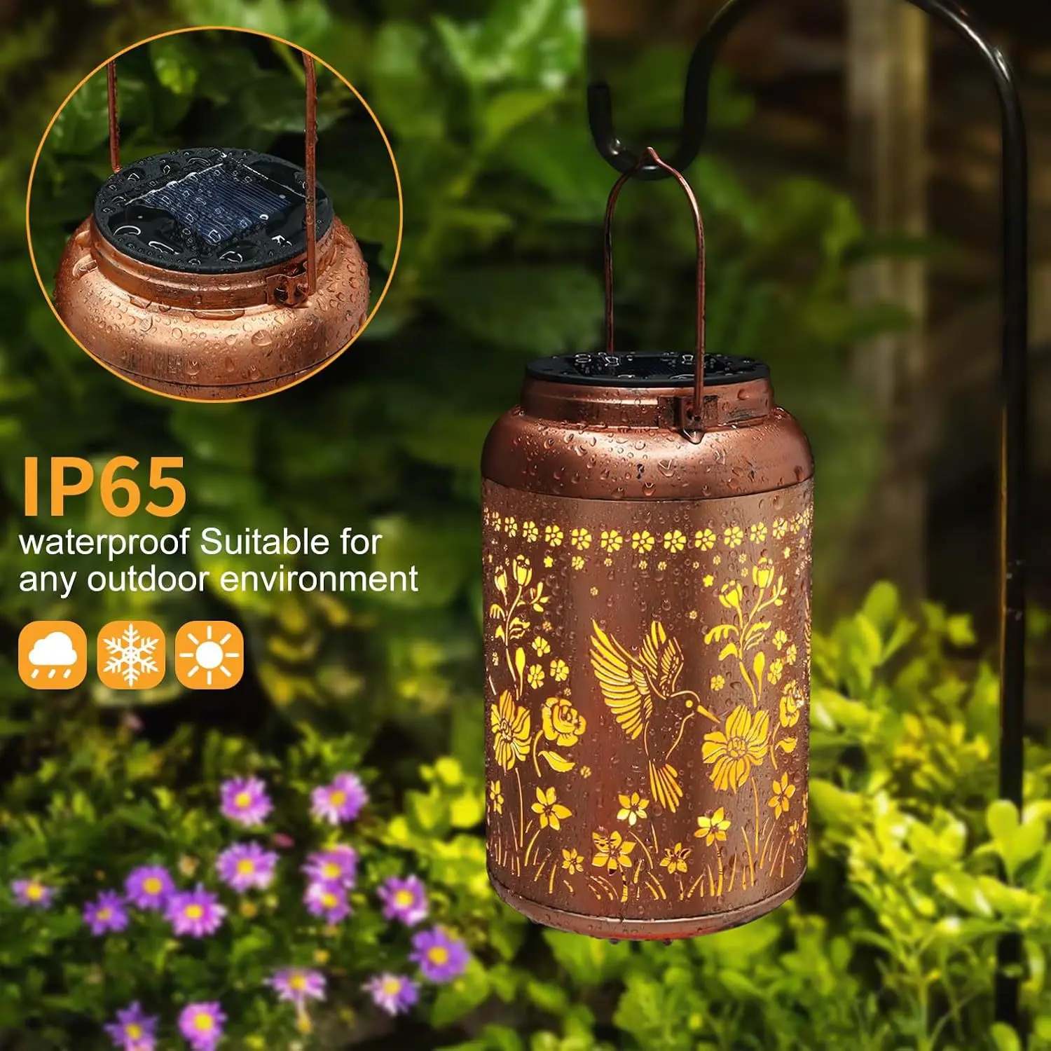 ZTARX Solar Inflatable Light Hummingbird Pattern Projection Lantern Waterproof Hanging Lamp Indoor Courtyard Decor Create Dreamy