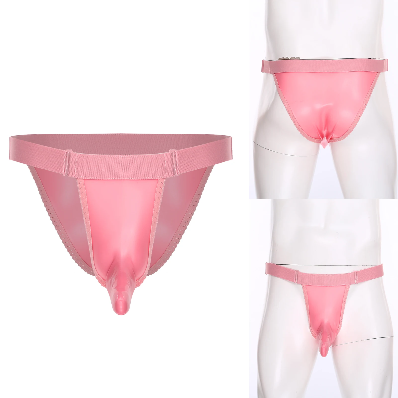 

Мужские трусы-бикини розового цвета с низкой посадкой, мини-ремешками, для вечеринок у бассейна и пляжного отдыха