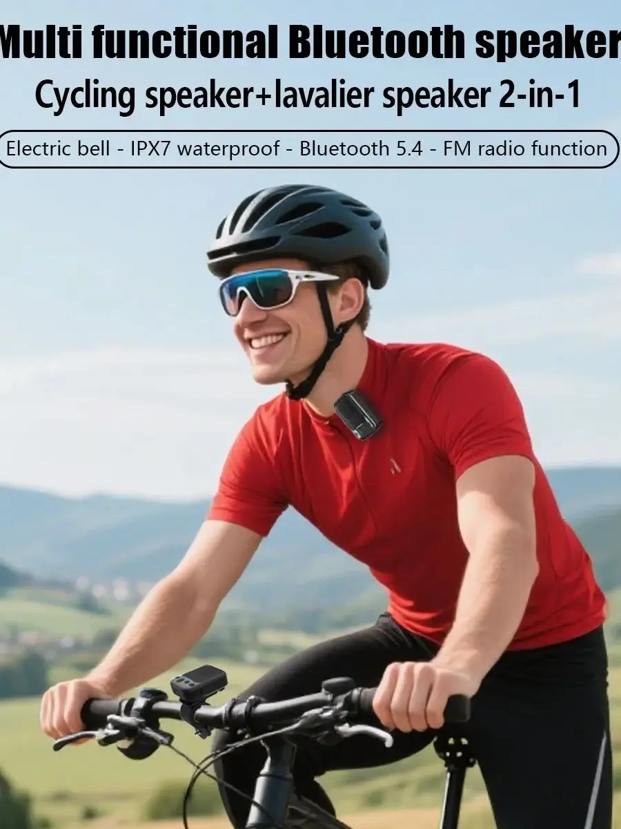 AliExpress JINSERTA Mini Bike Wireless Speaker Bluetooth 5.4 Portable FM Radio IPX7 Waterproof Shockproof Oudtoor Collar-clip Speaker TF Card Play