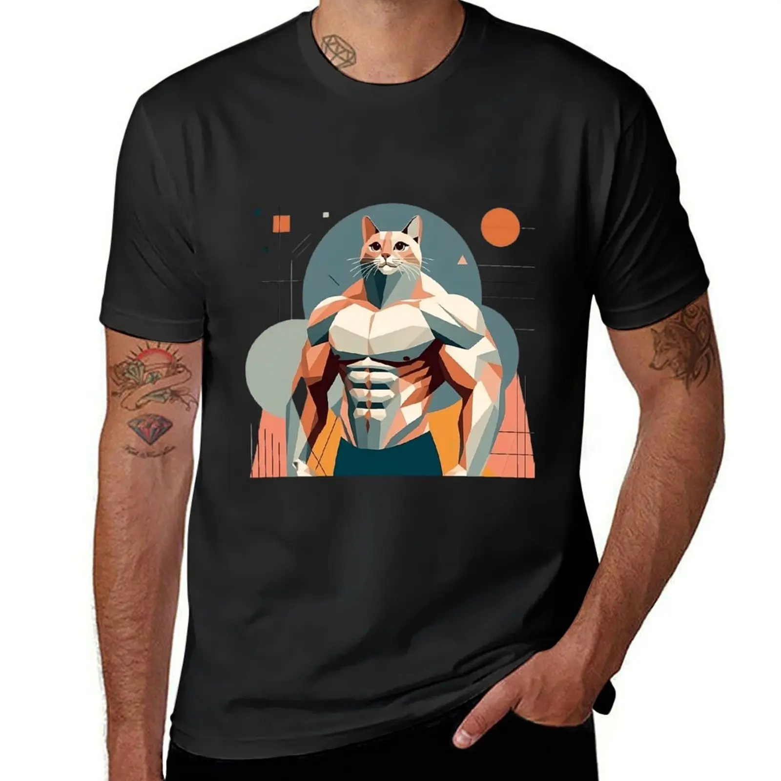 Swole Cat T-Shirt tops plus size tops korean fashion customs Men's t-shirts
