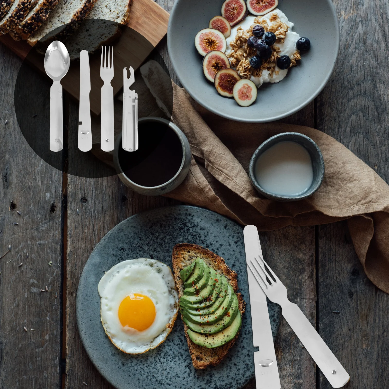 

4Pcs Stainless Steel Flatware Set Modern Simple Design Portable Utensils Comfortable Handle for Picnic Family Dining on The Go