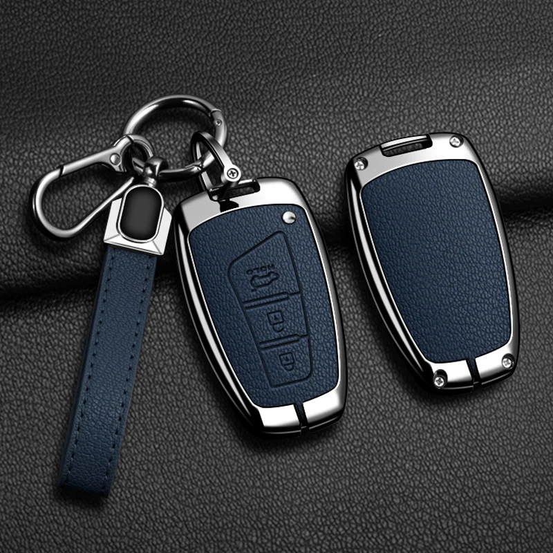 حافظة مفاتيح السيارة الجلدية المصنوعة من سبائك الزنك Hyundai Grand Santa Fe 3DM Ix45 Ix35 Genesis DH Grandeur Azera HG Equus Key Case