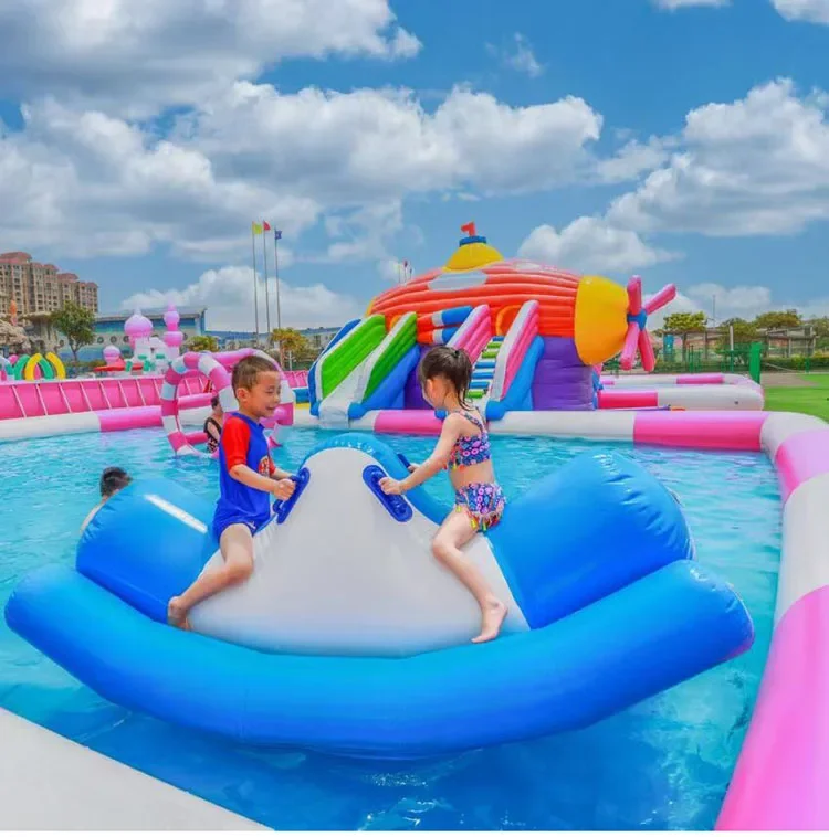 &Summer Hot Sale Kids Children Commercial Cheap Inflatable Water Slide With Pool Sea World Theme Land Inflatable Water Park