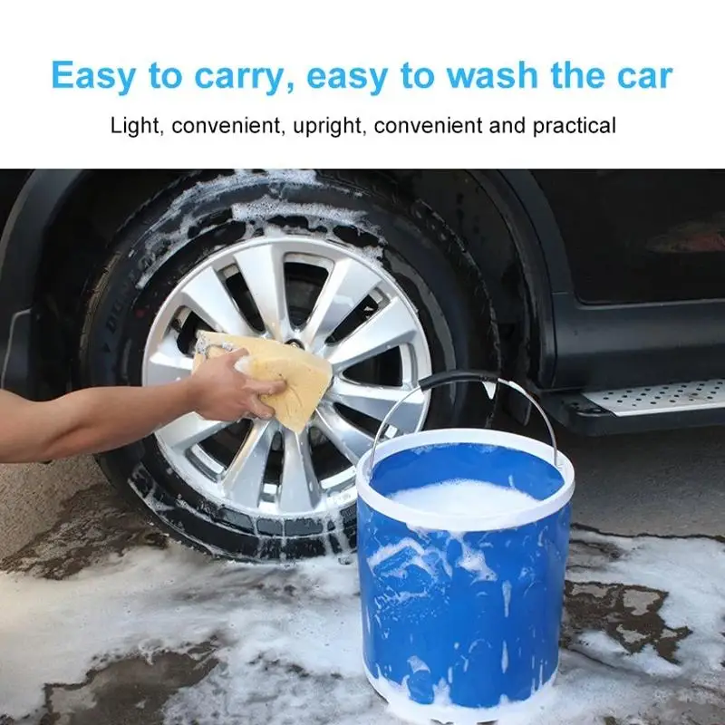 Oxford Fabric Portable Car Wash Bucket 9L/11L/13L Foldable For Compact Storage And Travel