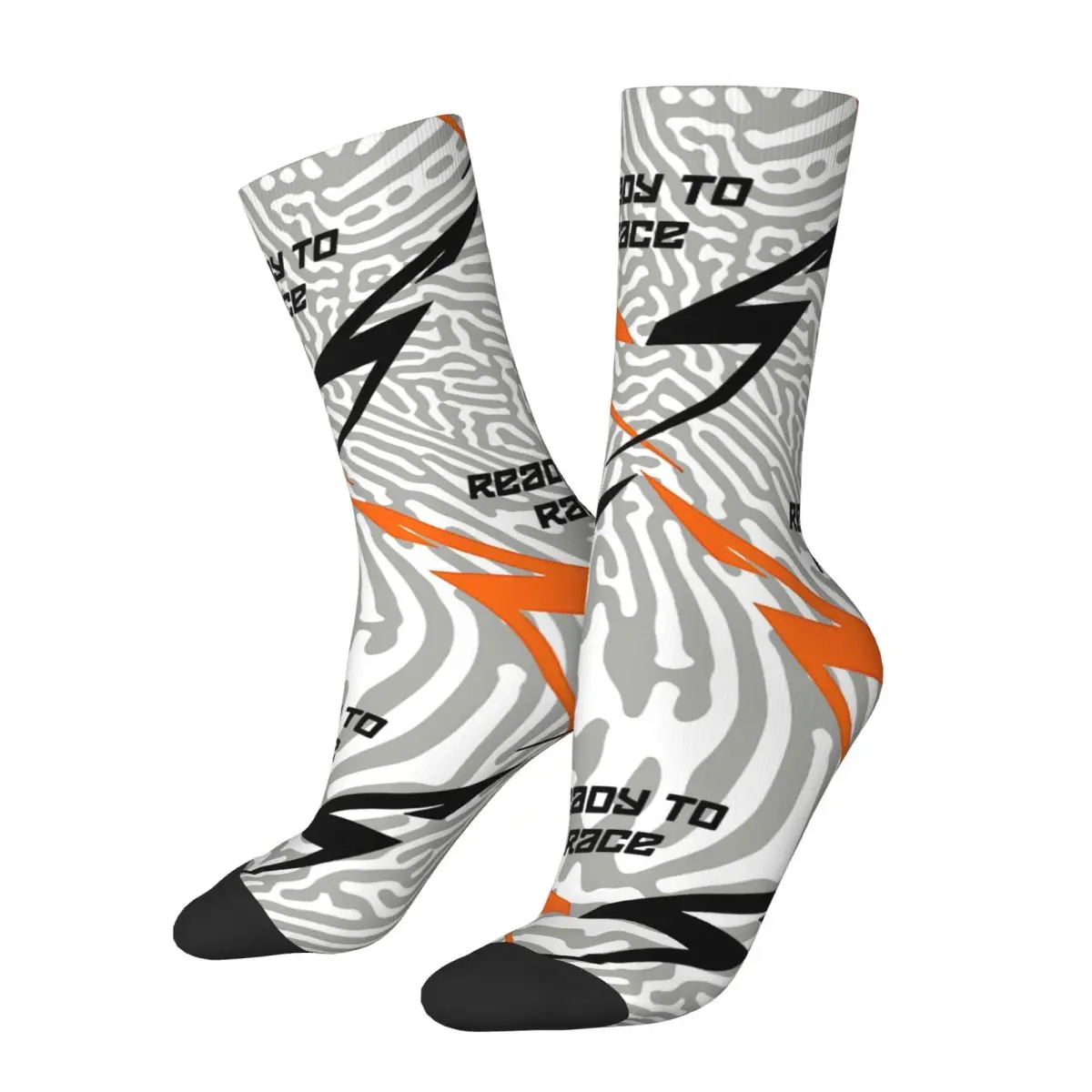 Line Dress Men's Socks Retro Harajuku Ready To Race Street Style Novelty Seamless Crew Sock