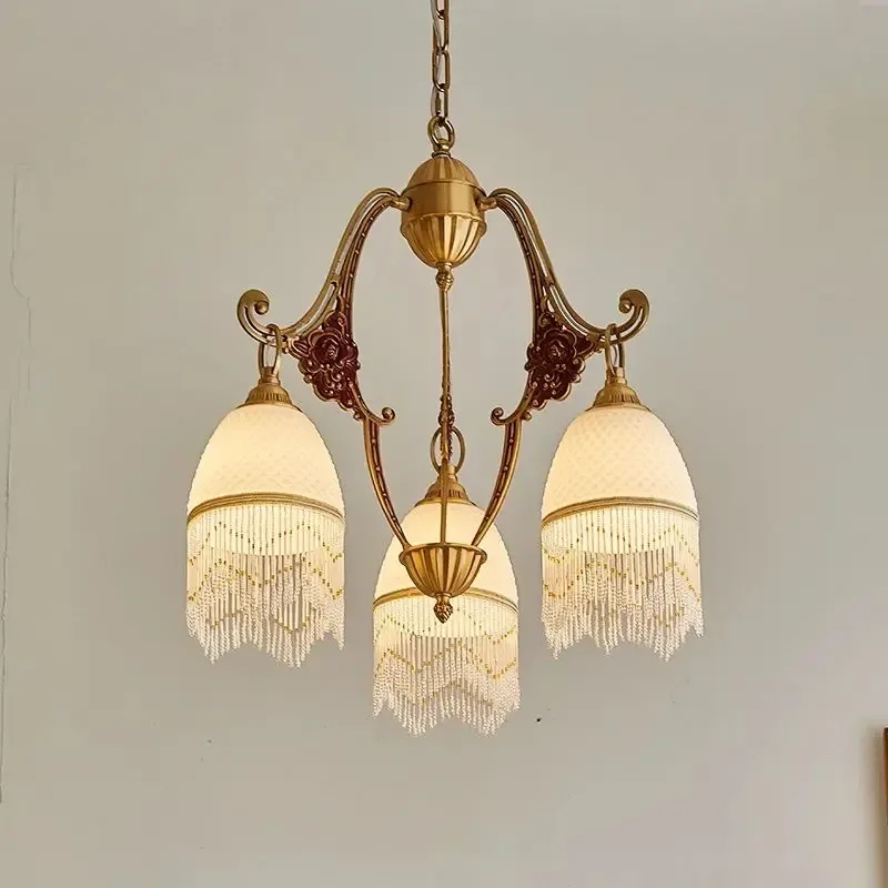 

French Retro Palace Chandelier - European American Medieval Tassel Design for Bedroom & Dining Room