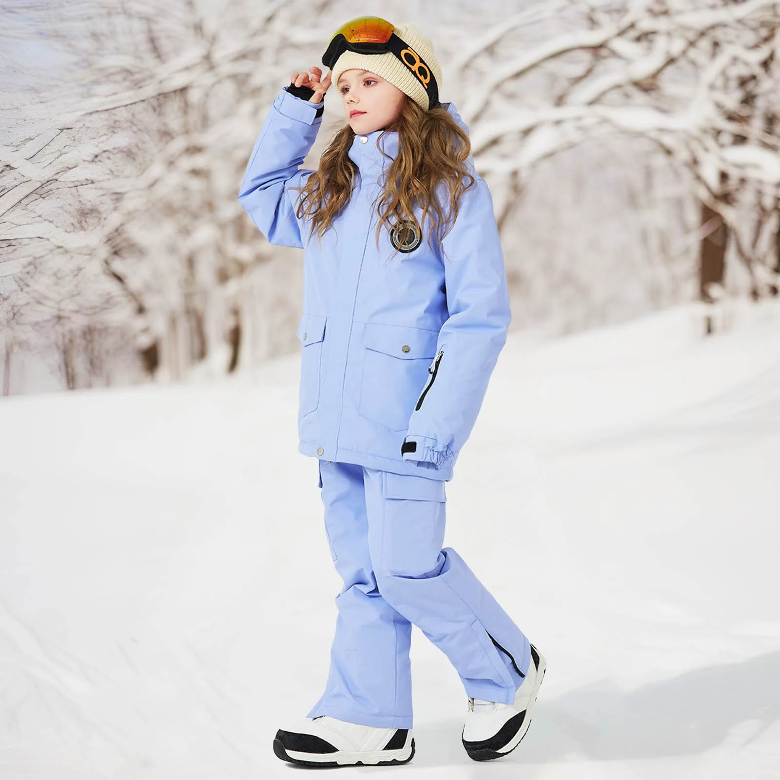 Children's Ski Snowboard Clothing Suit For Boys Girls Winter Outdoor Windproof Waterproof Warm and Thickened Ski Jacket Pants