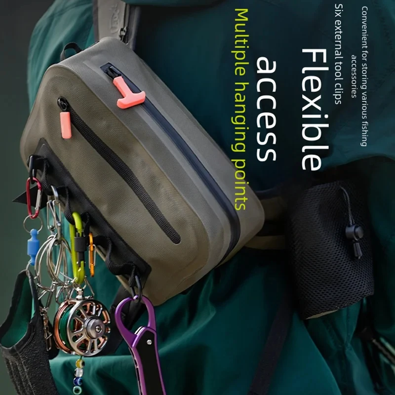 

New Fishing Messenger Bag 22x12x8cm IPX8 Waterproof Multi Functional Double-layer Lure Airtight Zipper Bag Fishing Gear Parts