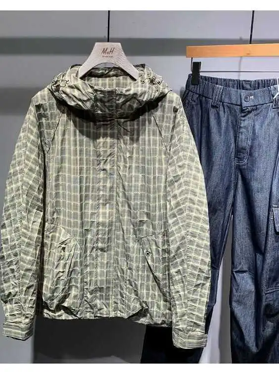 

Мужская повседневная клетчатая куртка с капюшоном, весенне-осенняя модная свободная складная Sli, универсальная модная верхняя одежда, теплая обычная све