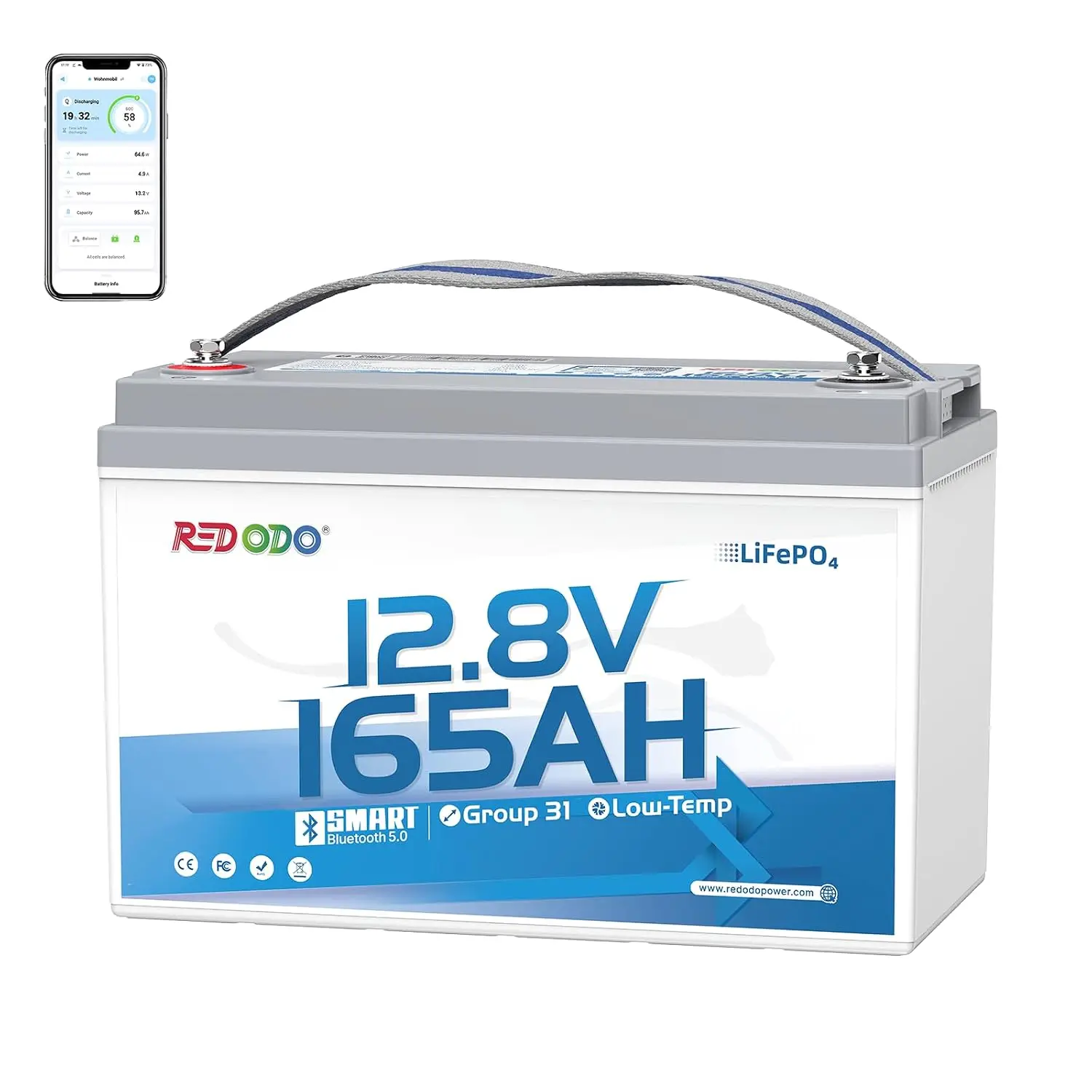 12V 165Ah Marine LiFePO4 Battery for Trolling Motor & RV, Customized