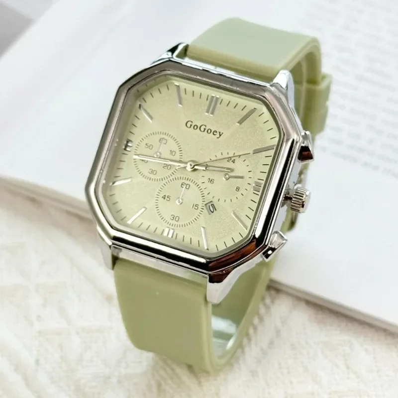 Brand Silicone Strap Large Dial Calendar Watch Fashion Sports Style Fake Three Eyed Watch for Man and Women Quartz Wristwatch