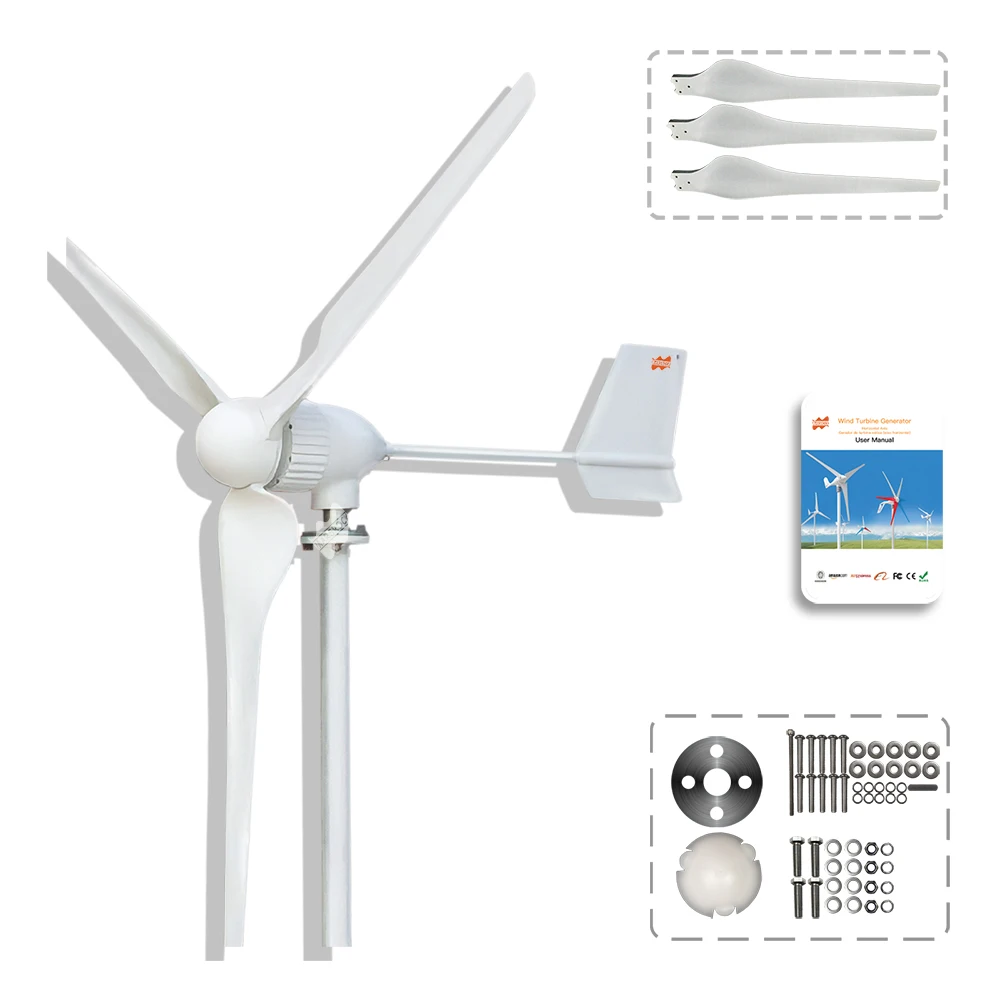 Mars Rock 1000W 24V 48V Powerful Residential Wind Turbine Generator Small Windmill System Hybrid Wind Solar Power System