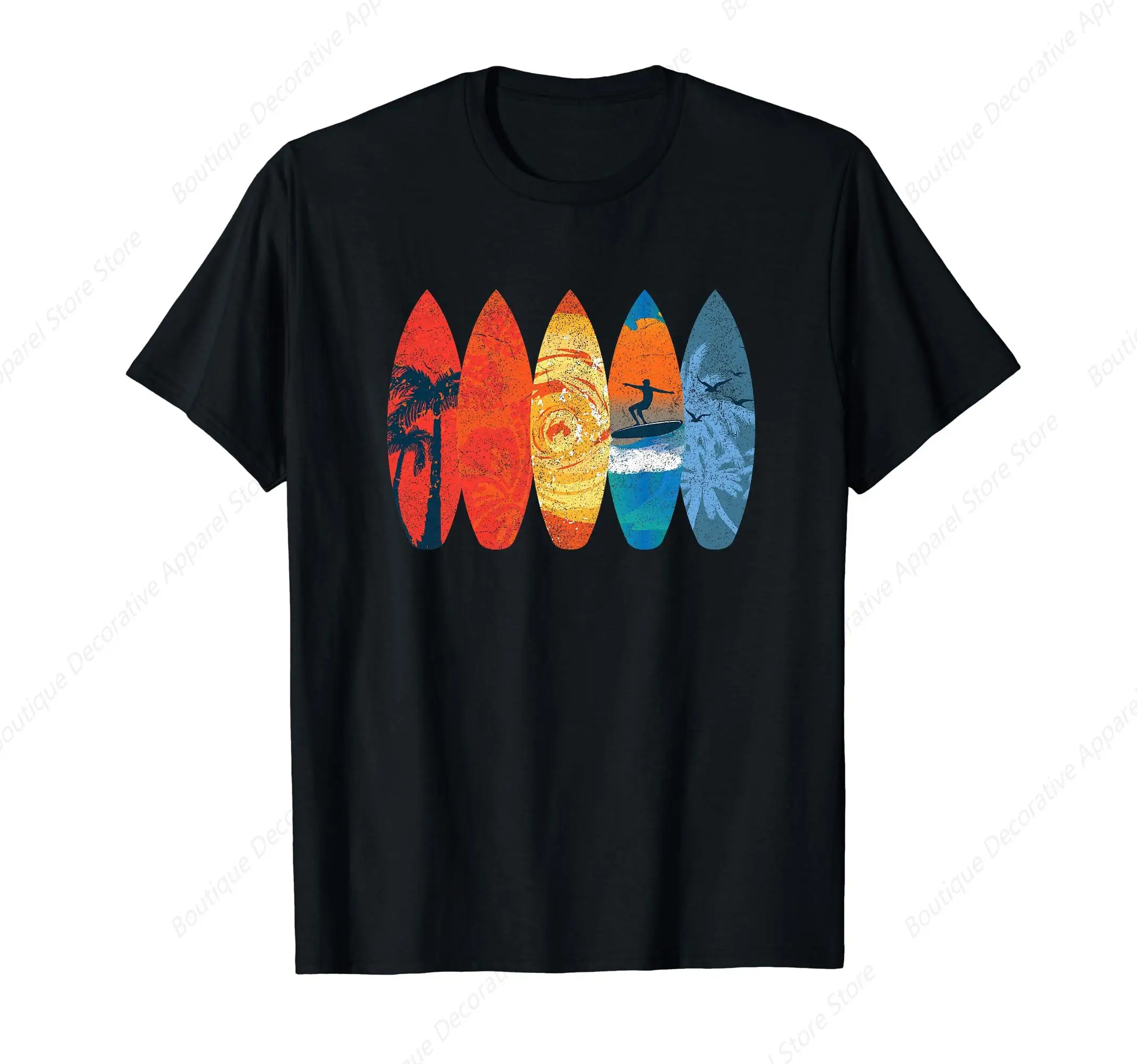 Surfing Surfer Palm Tree Surfboard Sunset Wave T-Shirt