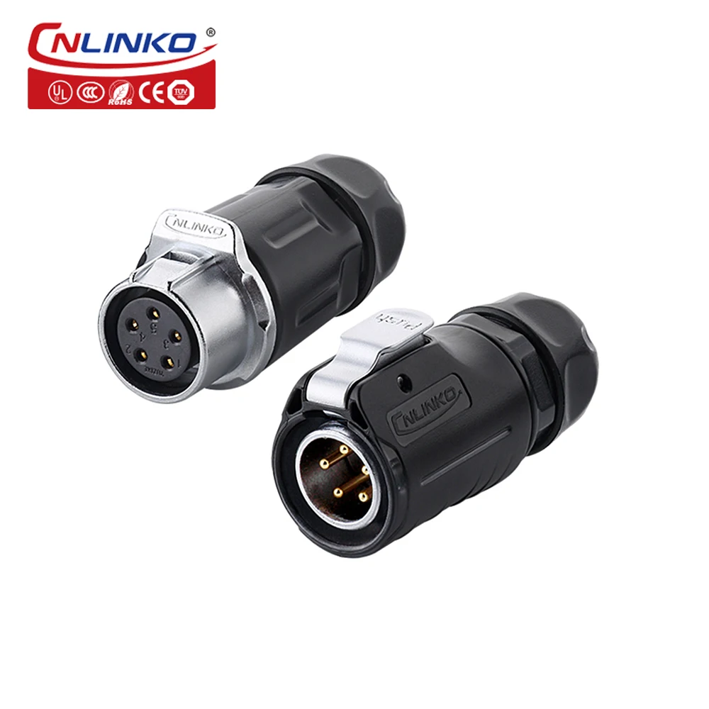 CNLINKO M20 2-12 Pin IP68 Waterproof Panel Mount Socket Quick Connect Wire to Board Electrical 12 Volt AC/DC Power Connector