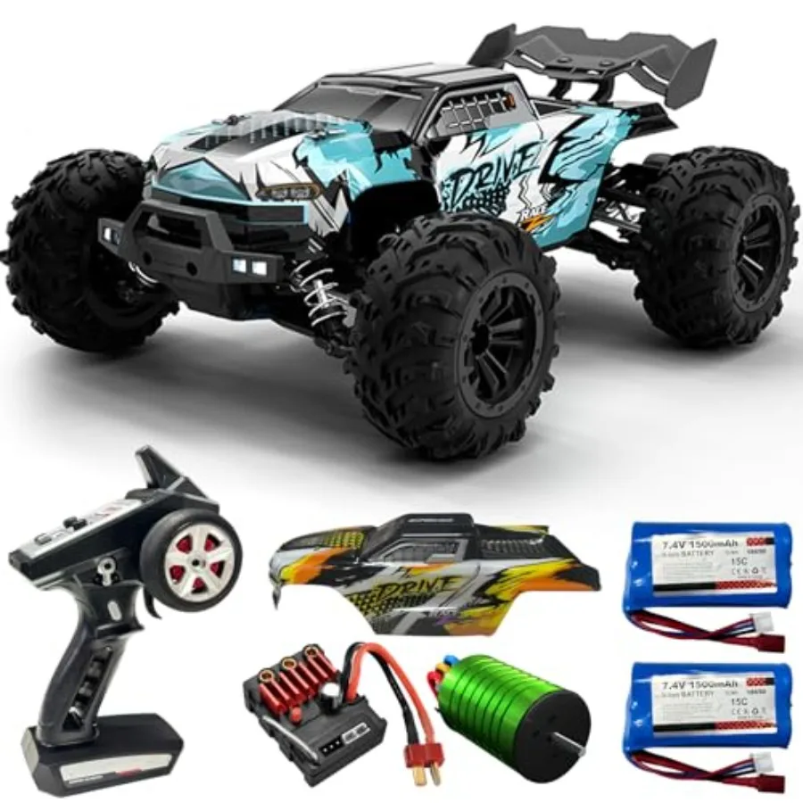 

1:16 Scale Brushless RC Car 50+ MPH High Speed All Terrain Off-Road Monster Truck for Adults Teens 14+ 2.4GHz 2X LiPo Batteries