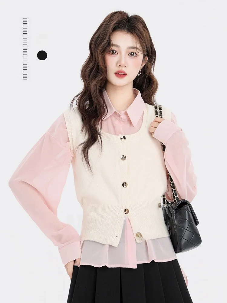 달콤한 프레피 스타일 니트 가디건 여성용 부드럽고 아늑한 봄 가을 신상 디자인 감성적인 스웨터 아우터웨어 탑