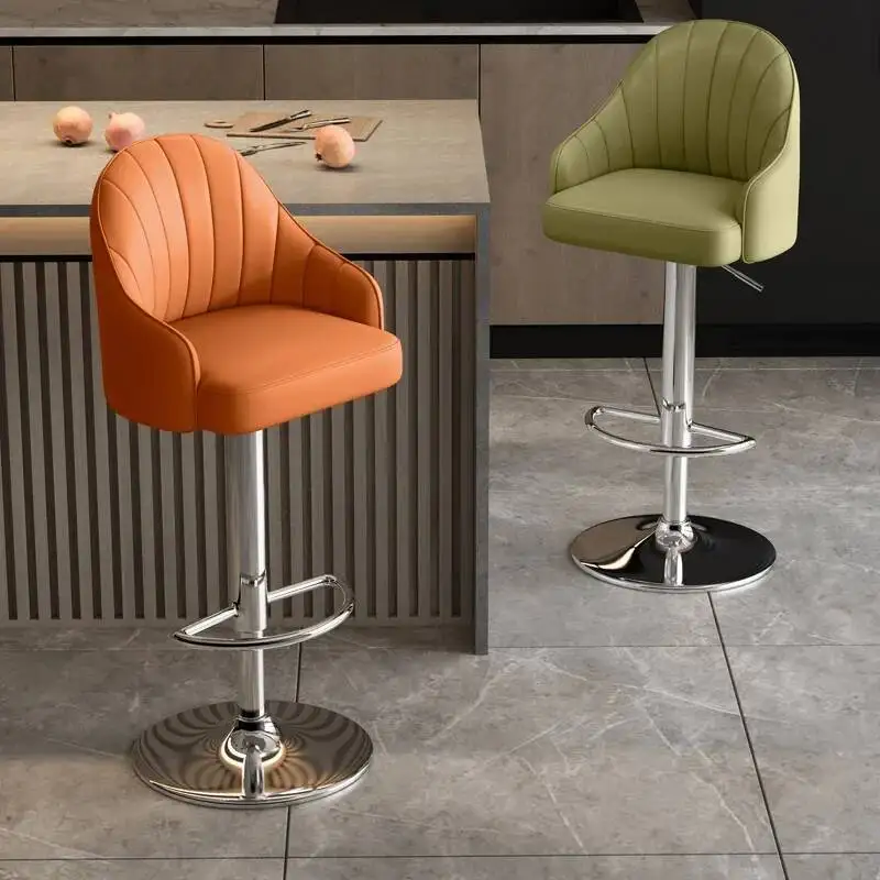 FurnitureAdjustable Height Bar Stools Rotating Commercial Faux Leather Bar Stools Industrial Natural Modern Sgabello Cucina Alto