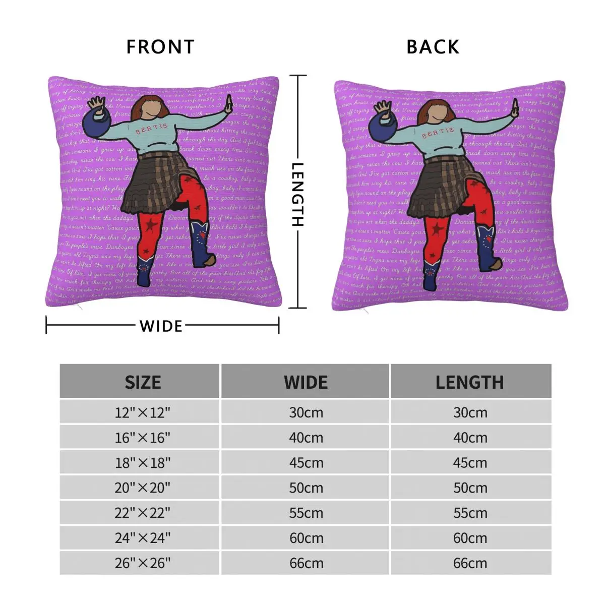 Cmat Lyric Portrait Square Pillowcase Polyester Linen Velvet Printed Zip Decorative Pillow Case Car Cushion Cover