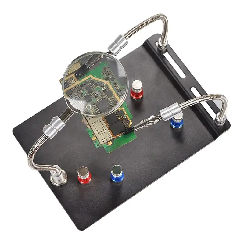 ABJN-Magnetic Magnifying Glass PCB Circuit Board Holder Flexible Soldering Welding Station Soldering Iron Stand