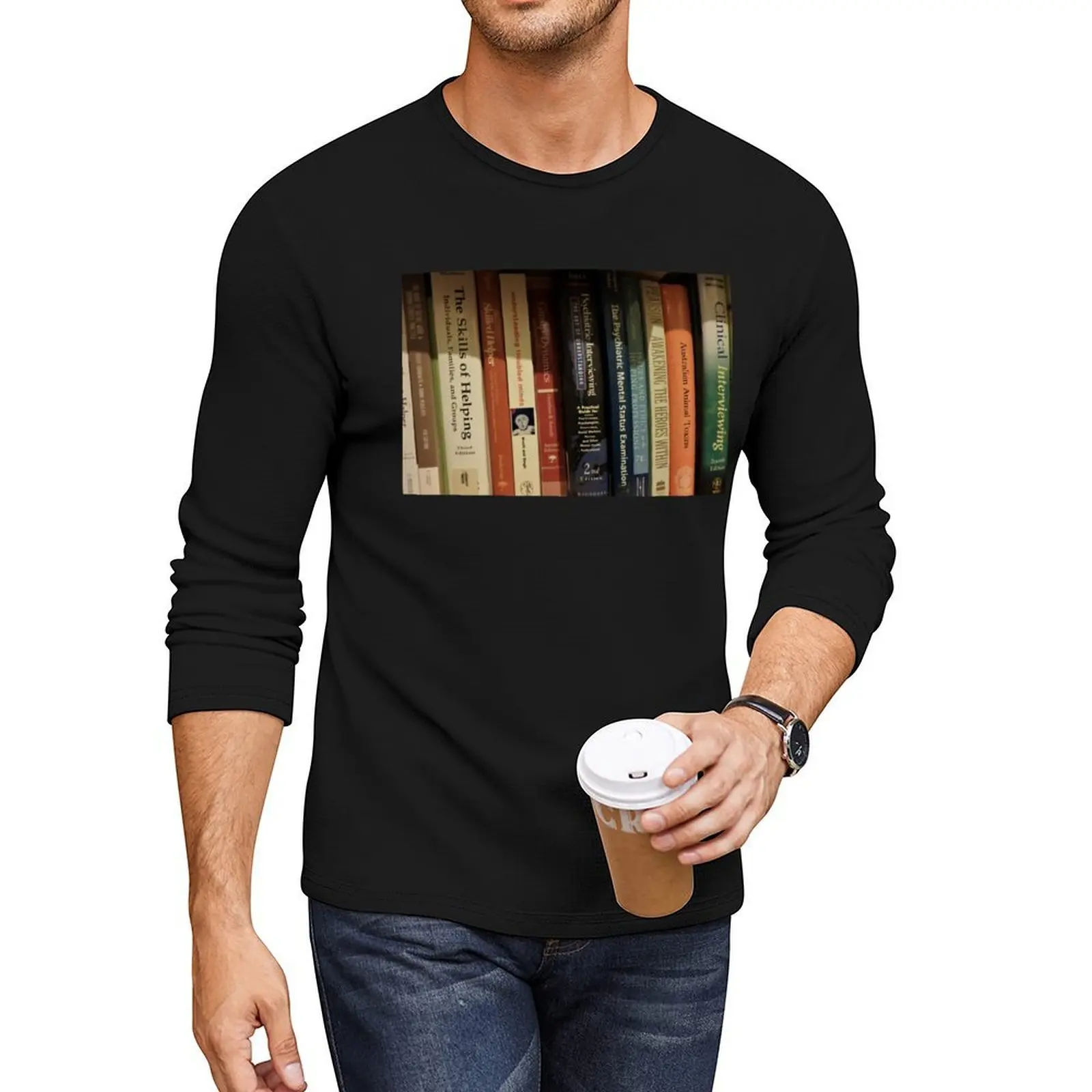

Books on a shelf Long T-Shirt heavyweight t shirts graphic t shirt black t shirt Blouse mens big and tall shirts